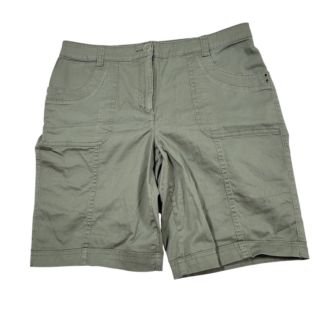 Karen Scott Shorts Women 10 Green Excellent Utility Stretch Cotton Cargo Bermuda